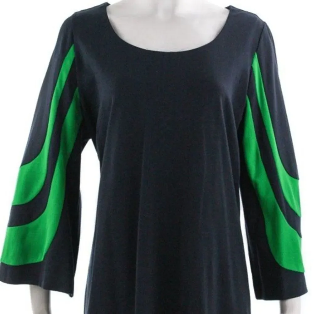 MICHAEL MICHAEL KORS Navy & Green Long Sleeve Dress Size 1X - Picture 1 of 6